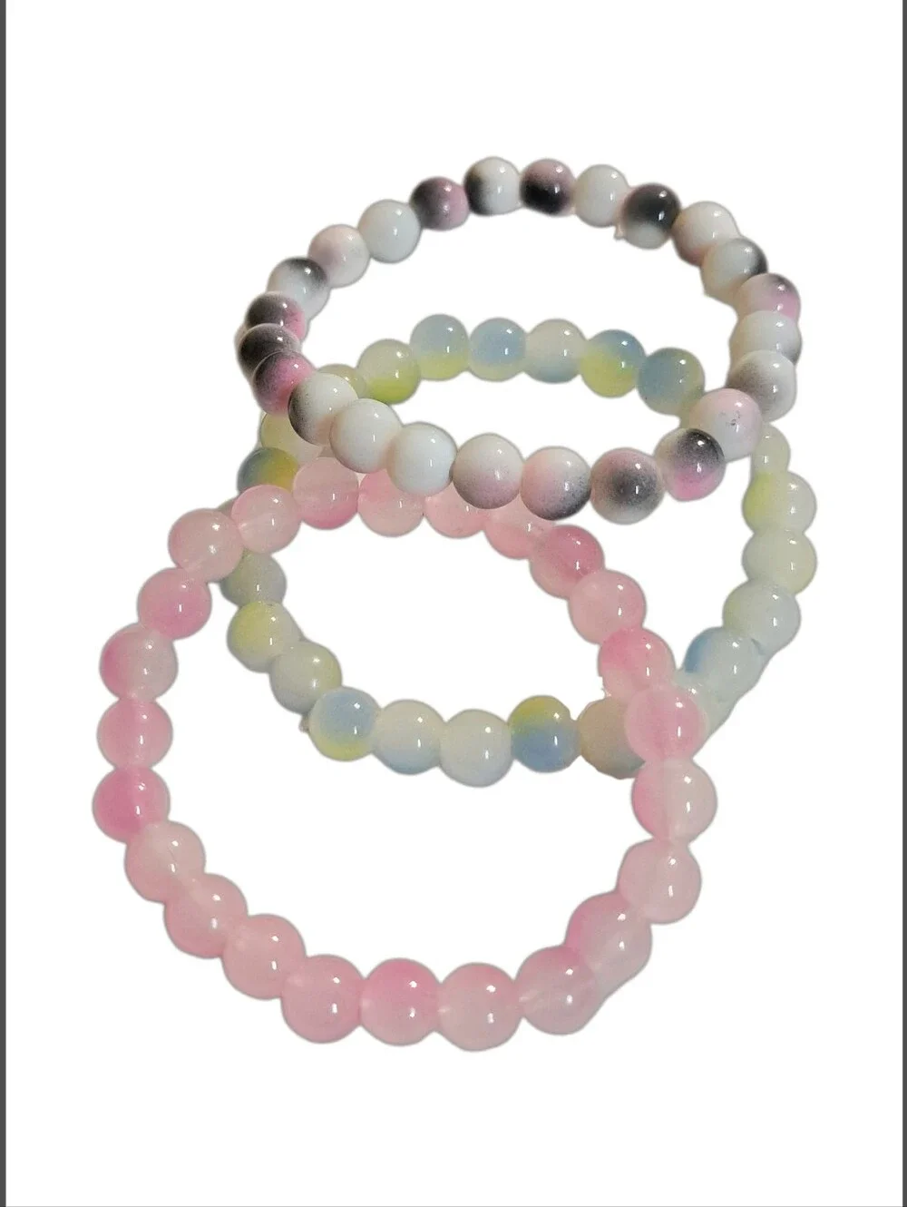 Slip-on Glass Bracelets w/ Miscellaneous Color & Designs (3 Pcs) NWOT